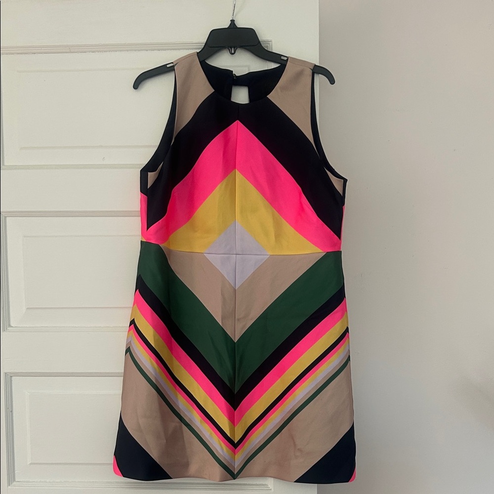 J. Crew Vibrant Chevron Mini Dress - Pink, Green, Black